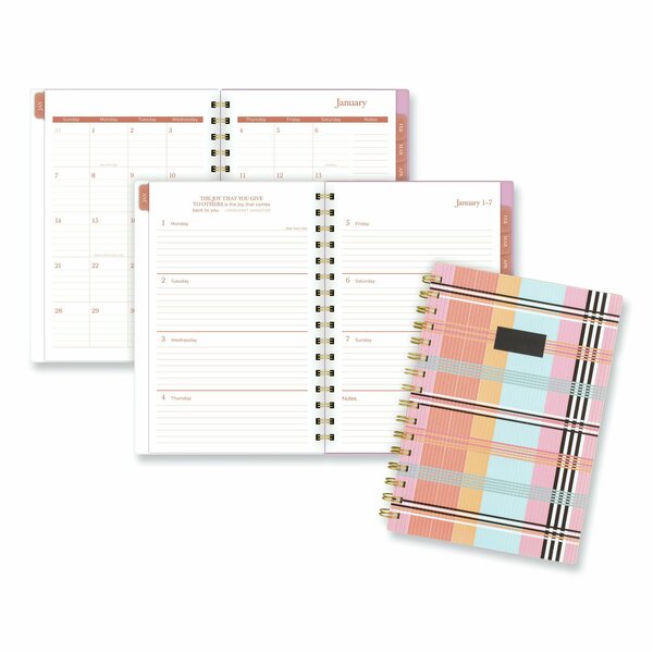 Cambridge Cher Weekly/Monthly Planner, Plaid Artwork, 8.5x6.38, 12-Month Jan to Dec: 2024 1676200